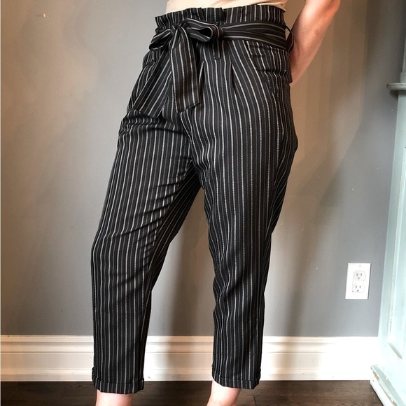INDIGO Rein High Waisted Paperbag Pinstripe Pants - Picture 7 of 7